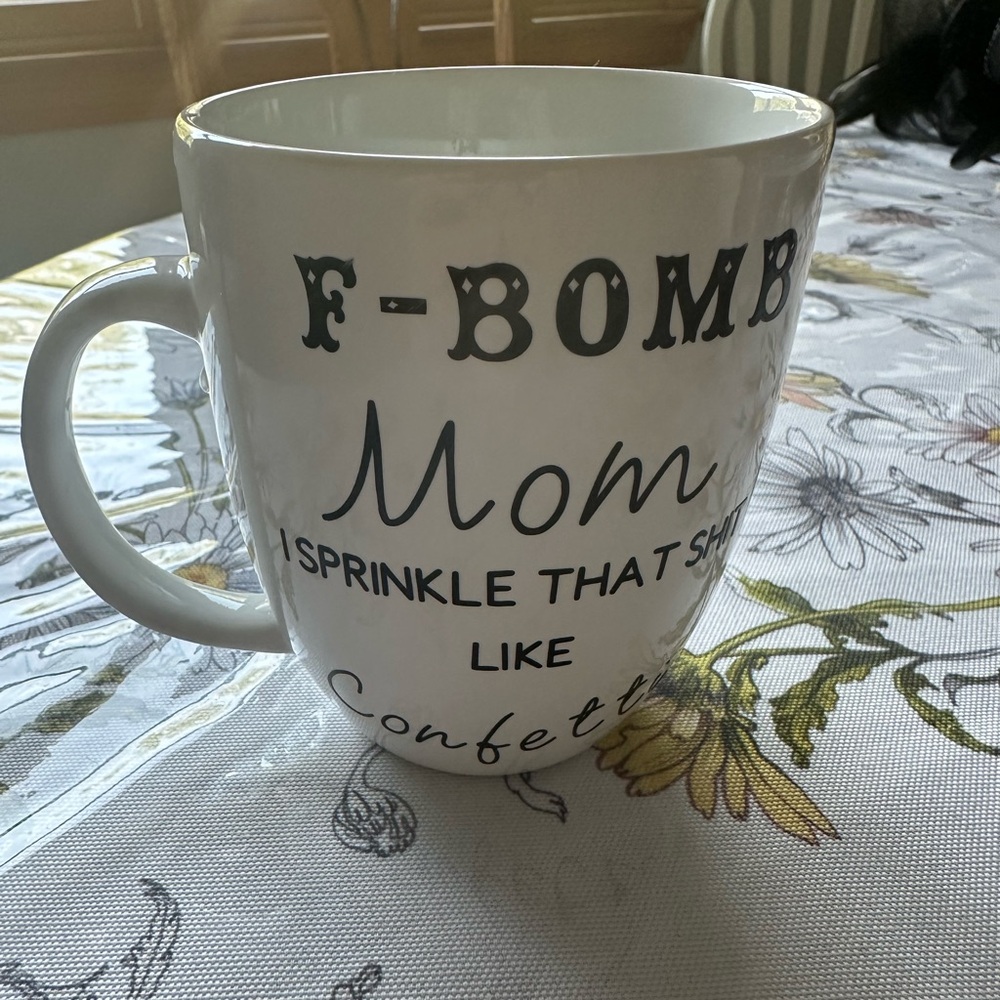 Threshold, porcelain Mom coffee mug with humorous statement engraved